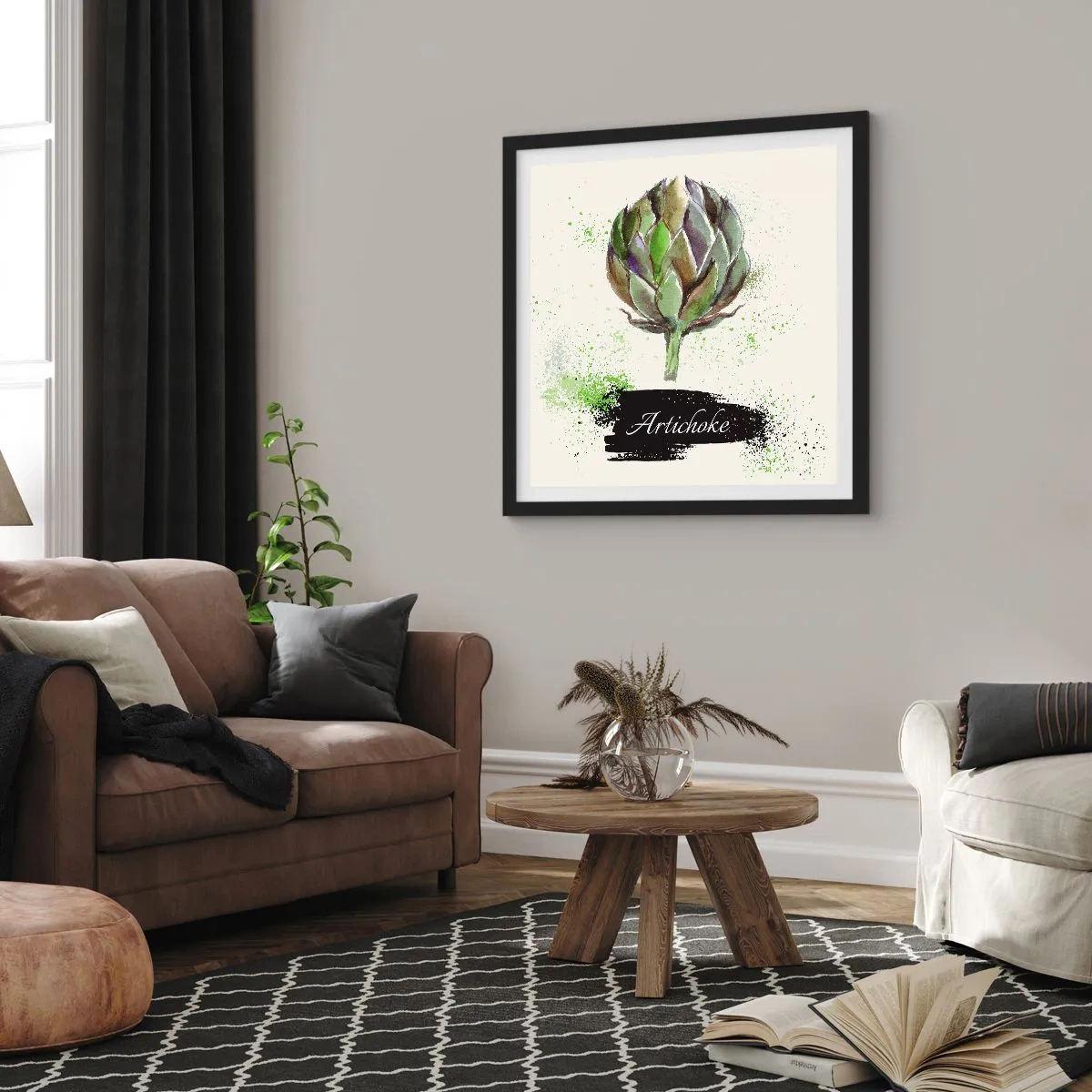 Plakat i sort ramme - Eviva grøntsager! - 50x50 cm