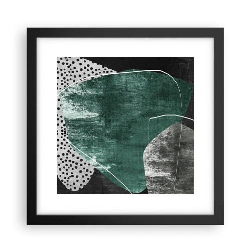 Plakat i sort ramme - Farverig abstraktion med en guldflager - 30x30 cm