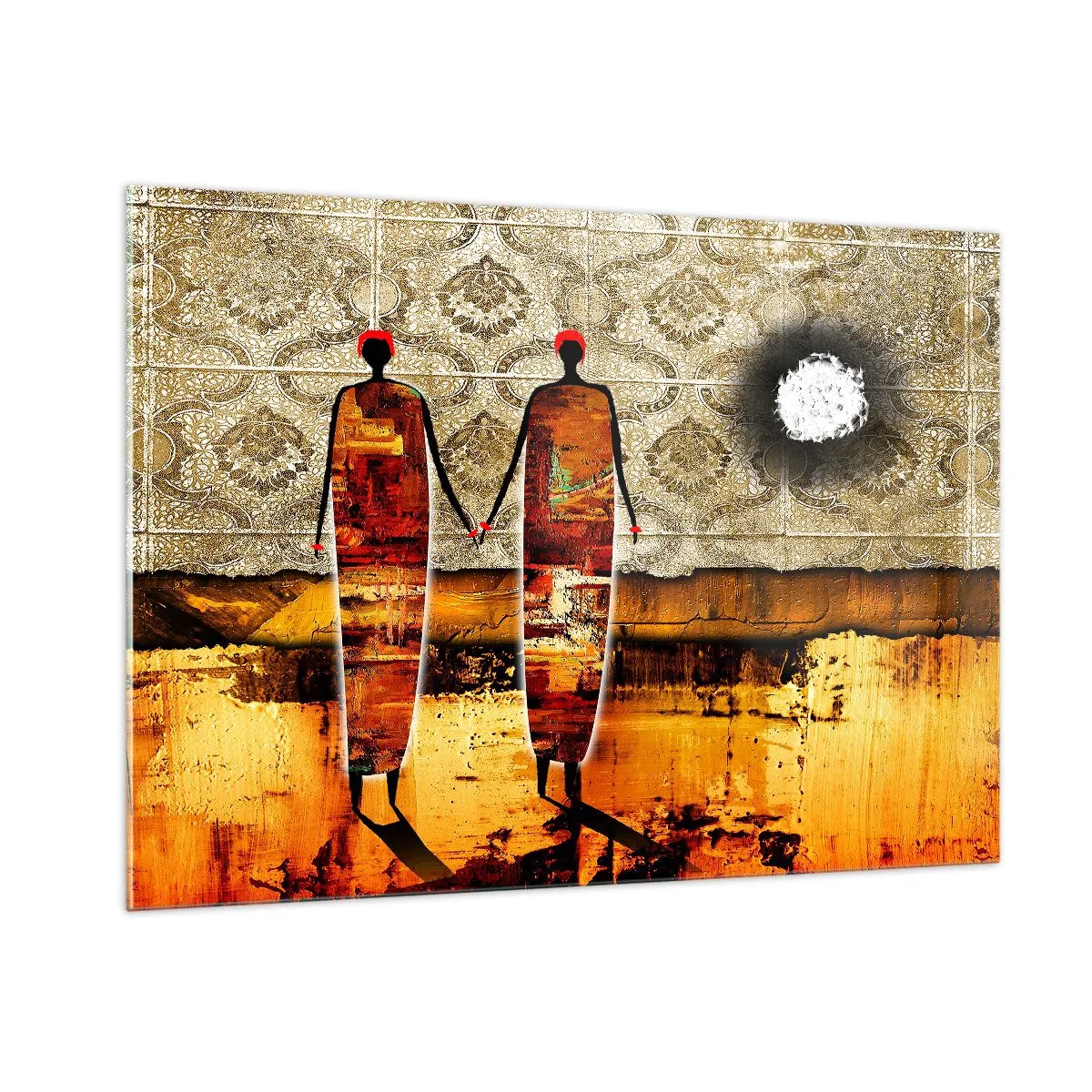 Billede på glas - Etnisk sammensætning i farverne i Afrika - 100x70 cm