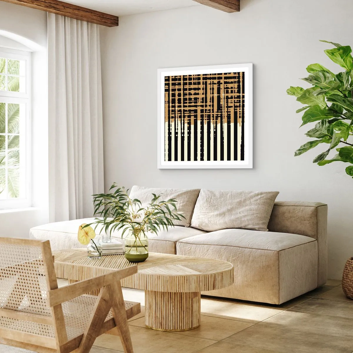 Plakat i hvid ramme - Arkitektonisk abstraktion - 40x40 cm