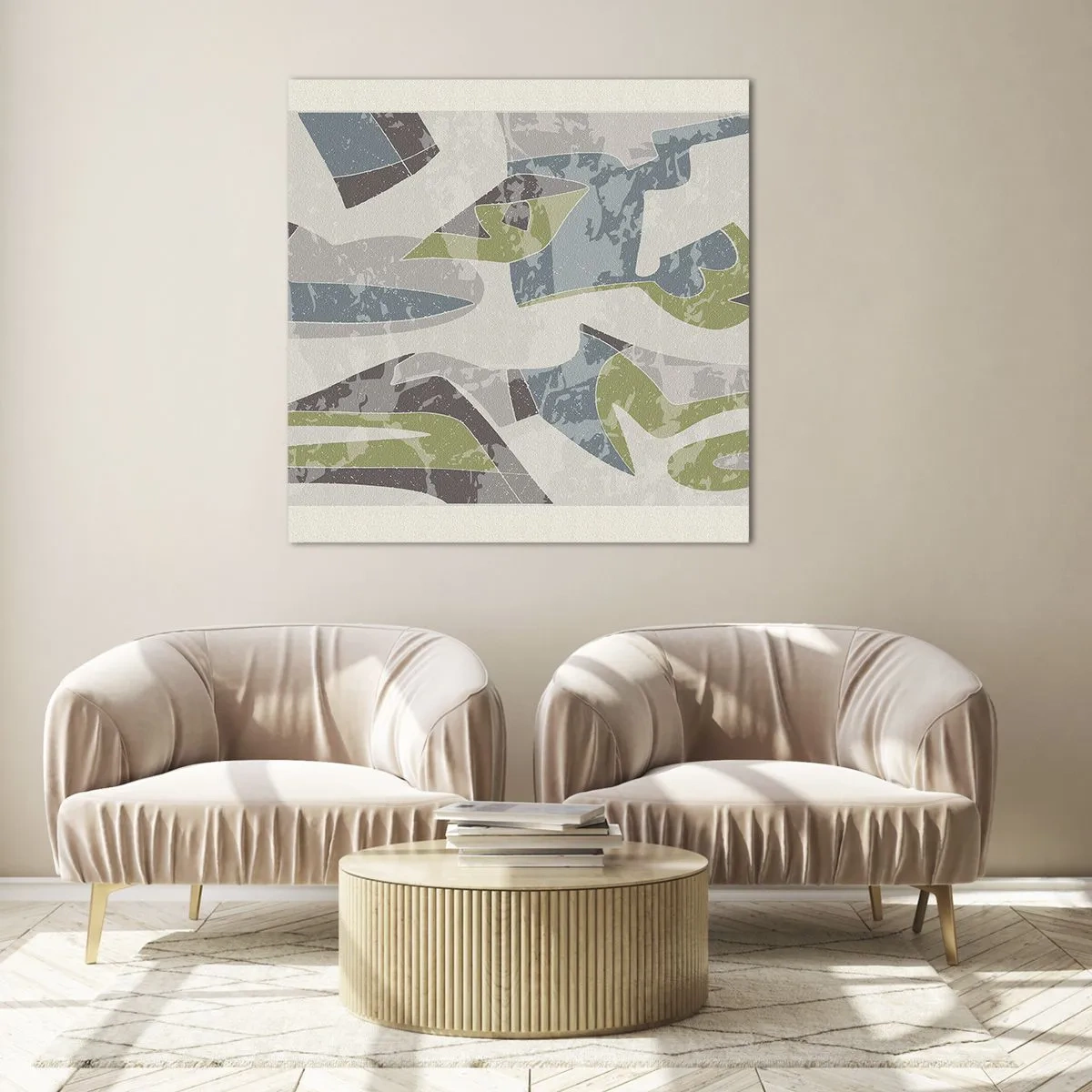 Billede på glas - Komposition bag glas - 60x60 cm