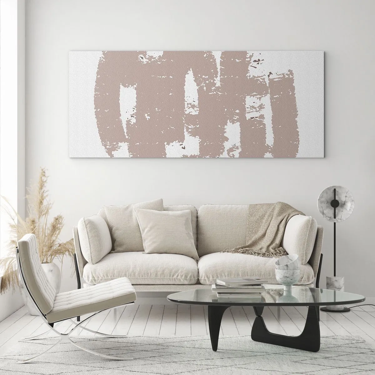 Billede på glas - Abstraktion i sart rosa - 100x40 cm