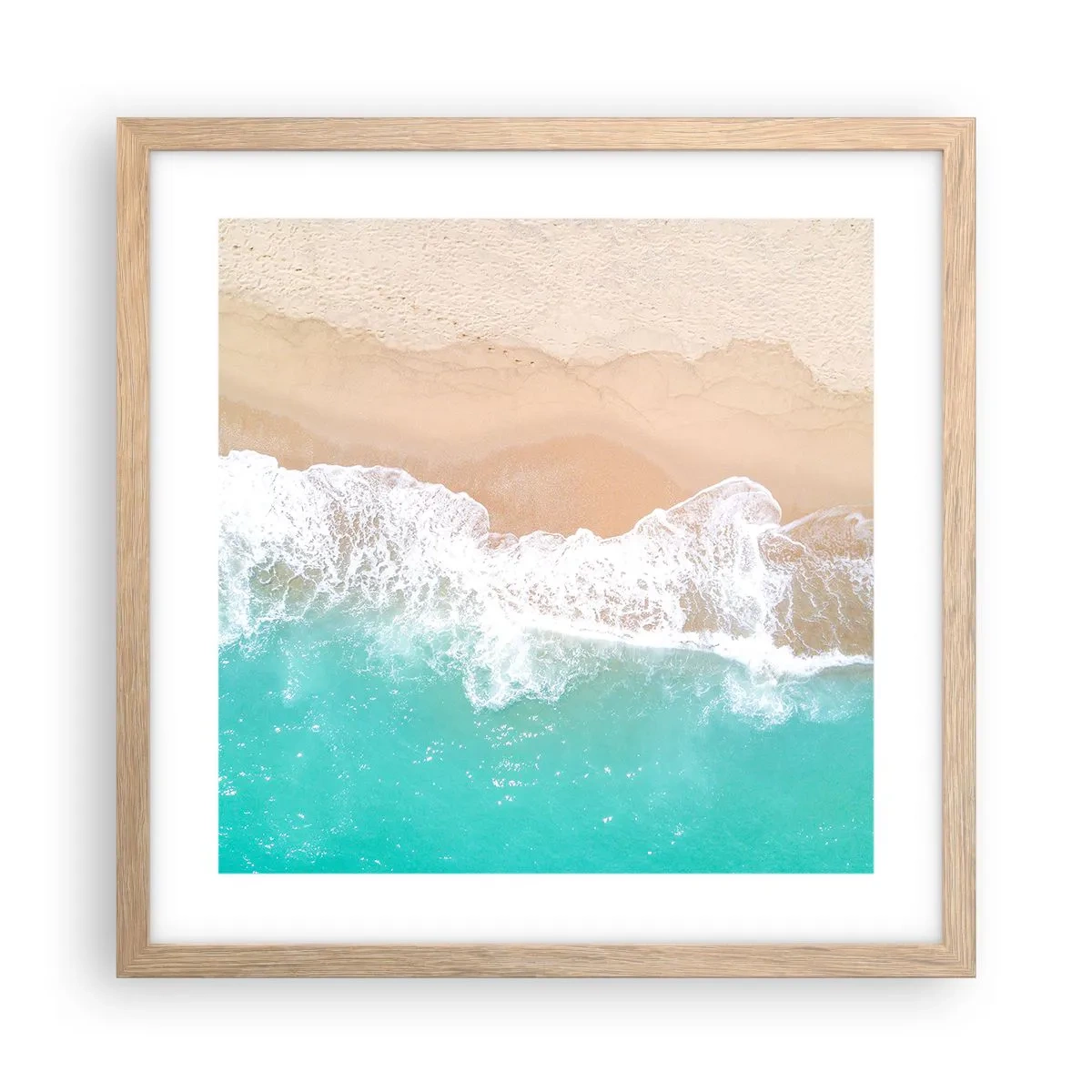 Plakat i ramme af lyst egetræ - Kærlig berøring - 40x40 cm