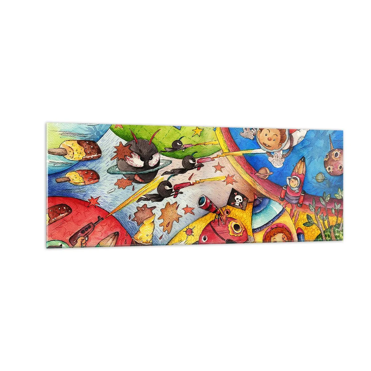 Billede på glas - Et storslået rumeventyr - 140x50 cm