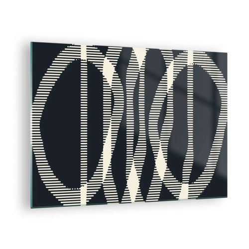 Billede på glas - Geometriske linjer i sorte og beige nuancer - 70x50cm - Forsøg på at bryde igennem mørket - Moderne vægdekoration til stue og soveværelse ARTTOR