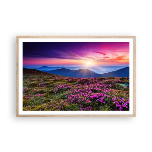 Plakat i ramme af lyst egetræ - Urter duftede friske bundter fra niw - 91x61 cm