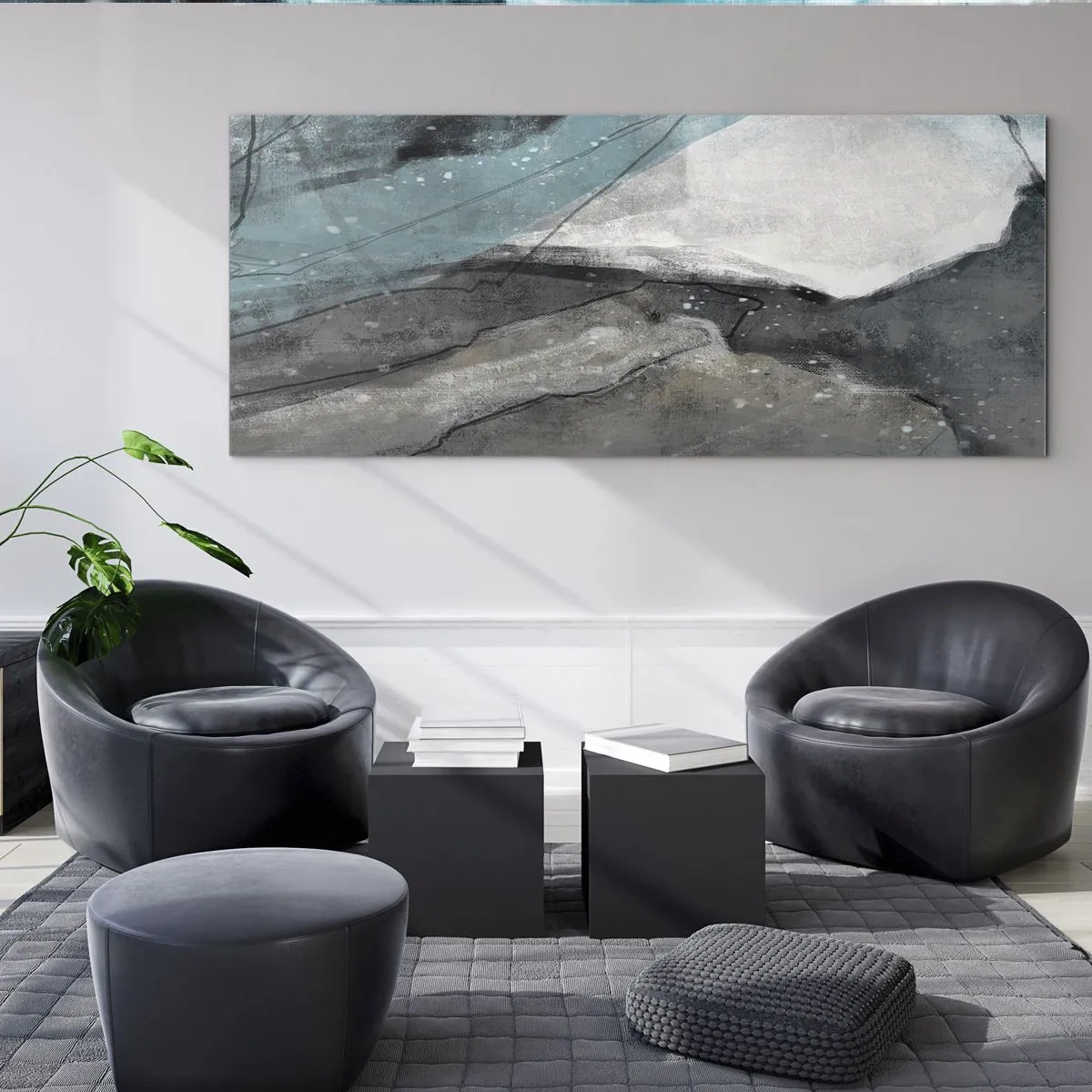 Billede på glas - Abstraktion: klipper og is - 160x50 cm