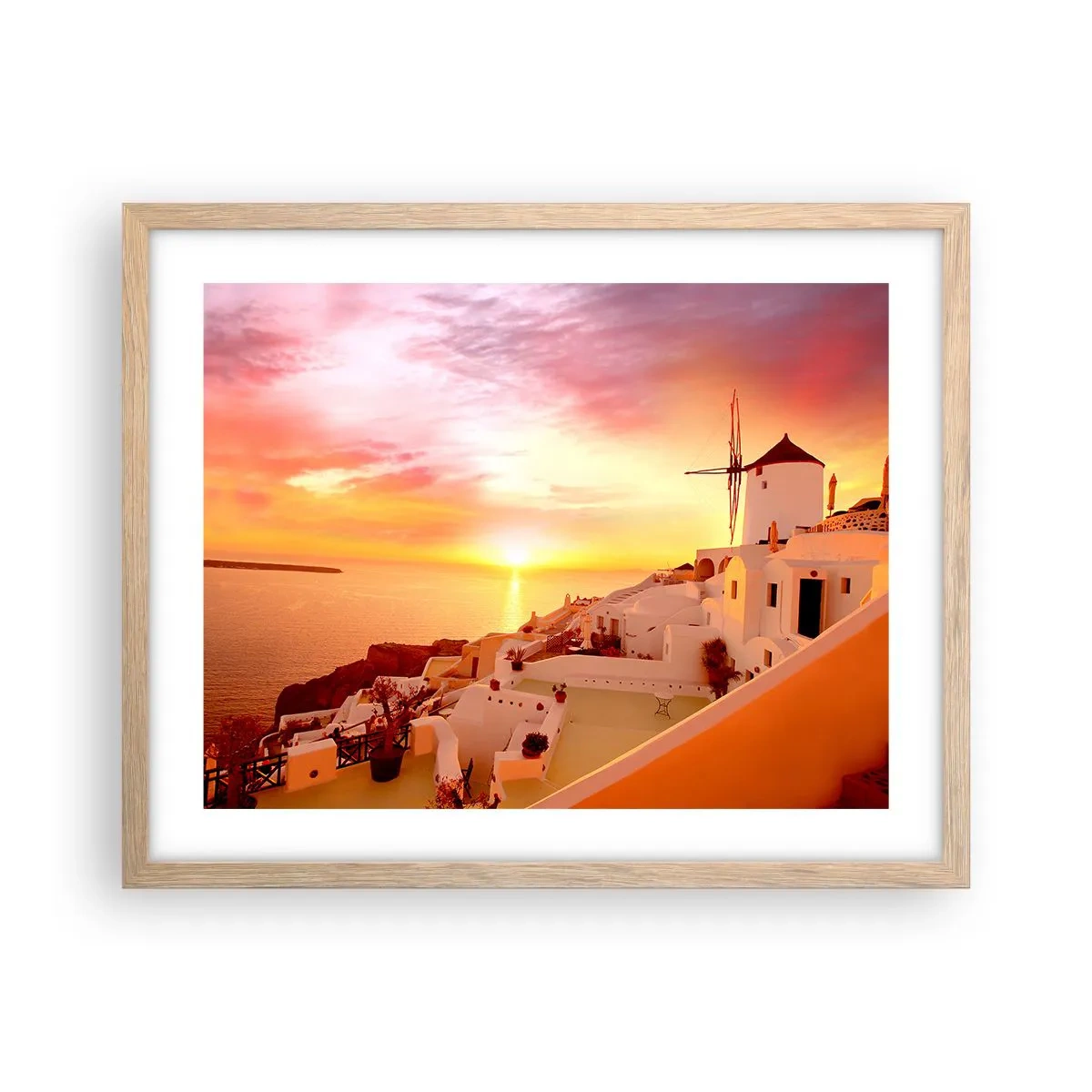 Plakat i ramme af lyst egetræ - Opløses i hvidt og guld - 50x40 cm