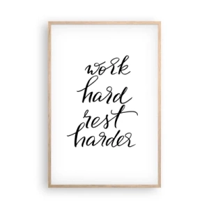 Plakat i ramme af lyst egetræ - Balance i livet - 61x91 cm