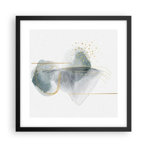 Plakat i sort ramme - Om forholdet mellem grå og guld - 40x40 cm