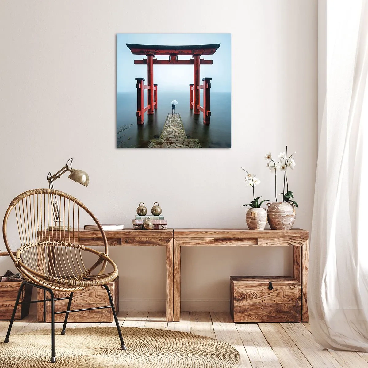 Lærredstryk - Billede på lærred - Japansk drømmeri - 70x70 cm