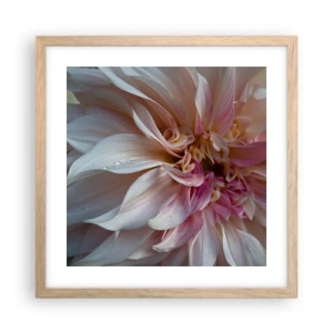 Plakat i ramme af lyst egetræ - Blomstrende friskhed - 40x40 cm