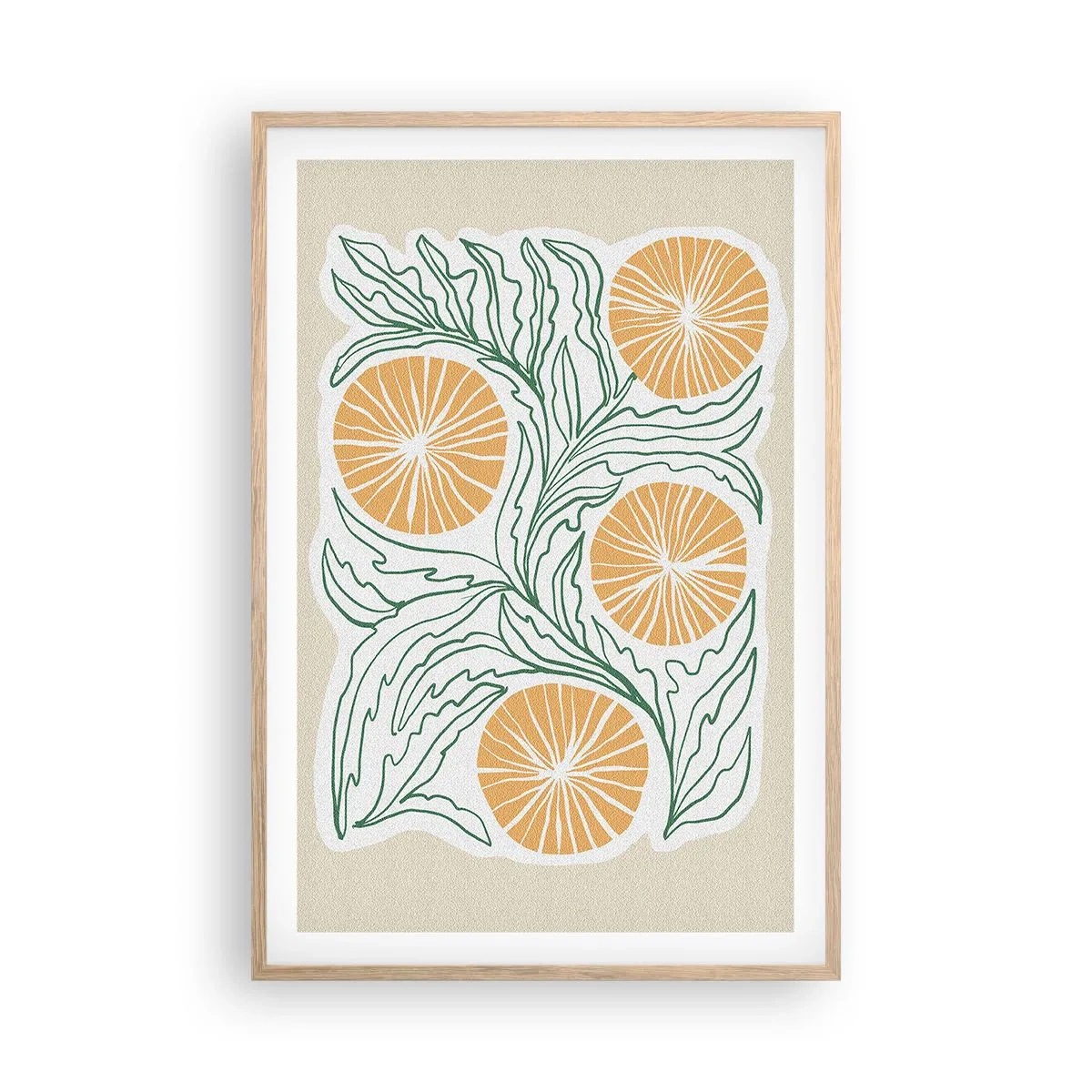 Plakat i ramme af lyst egetræ - Etnisk med et strejf af abstraktion - 61x91 cm