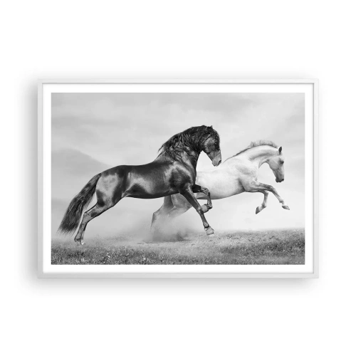 Plakat i hvid ramme - Engle og dæmoner - 100x70 cm