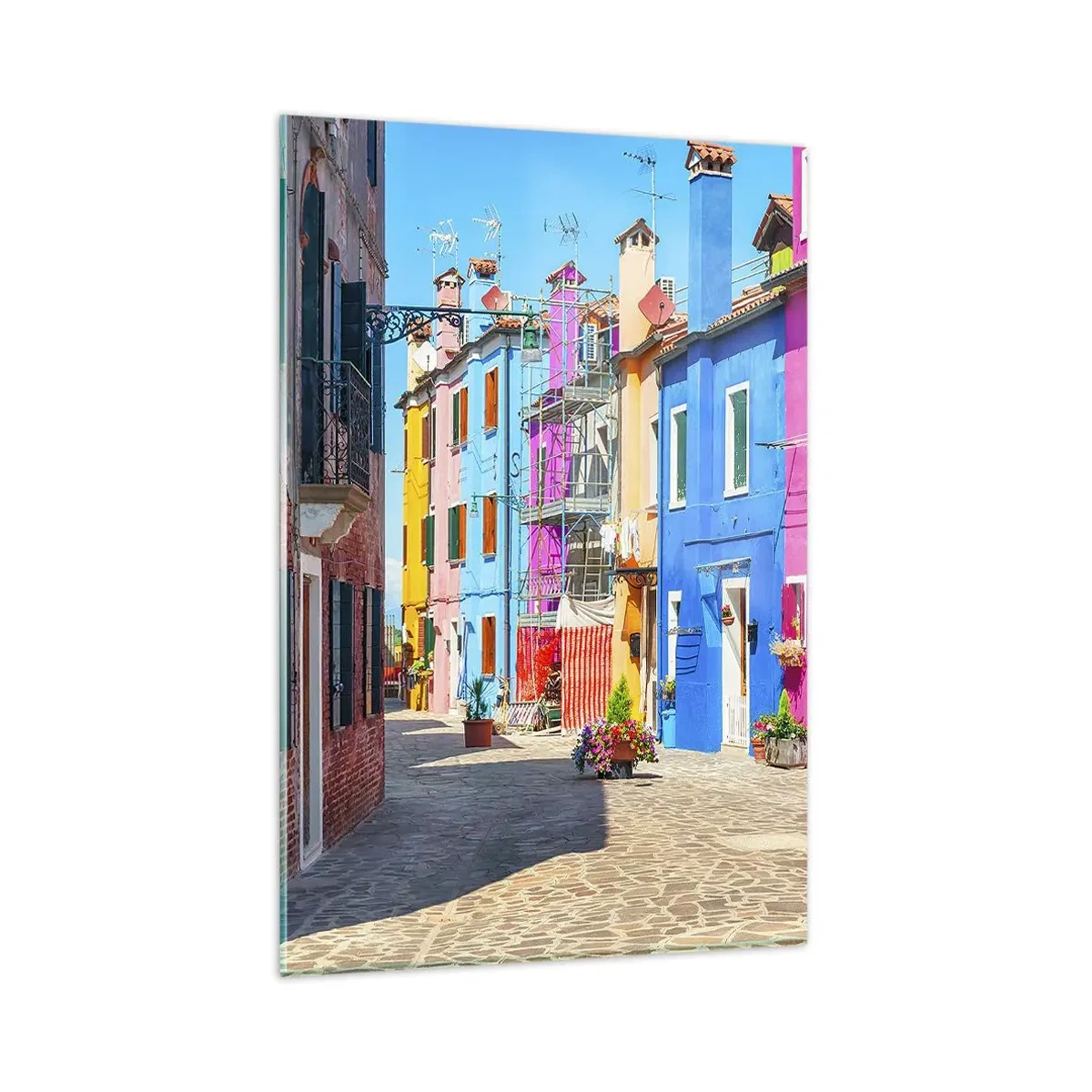 Billede på glas - Byen "Under papegøjer” - 80x120 cm