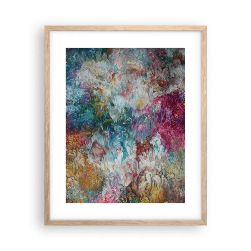 Plakat i ramme af lyst egetræ - I fuldt flor - 40x50 cm