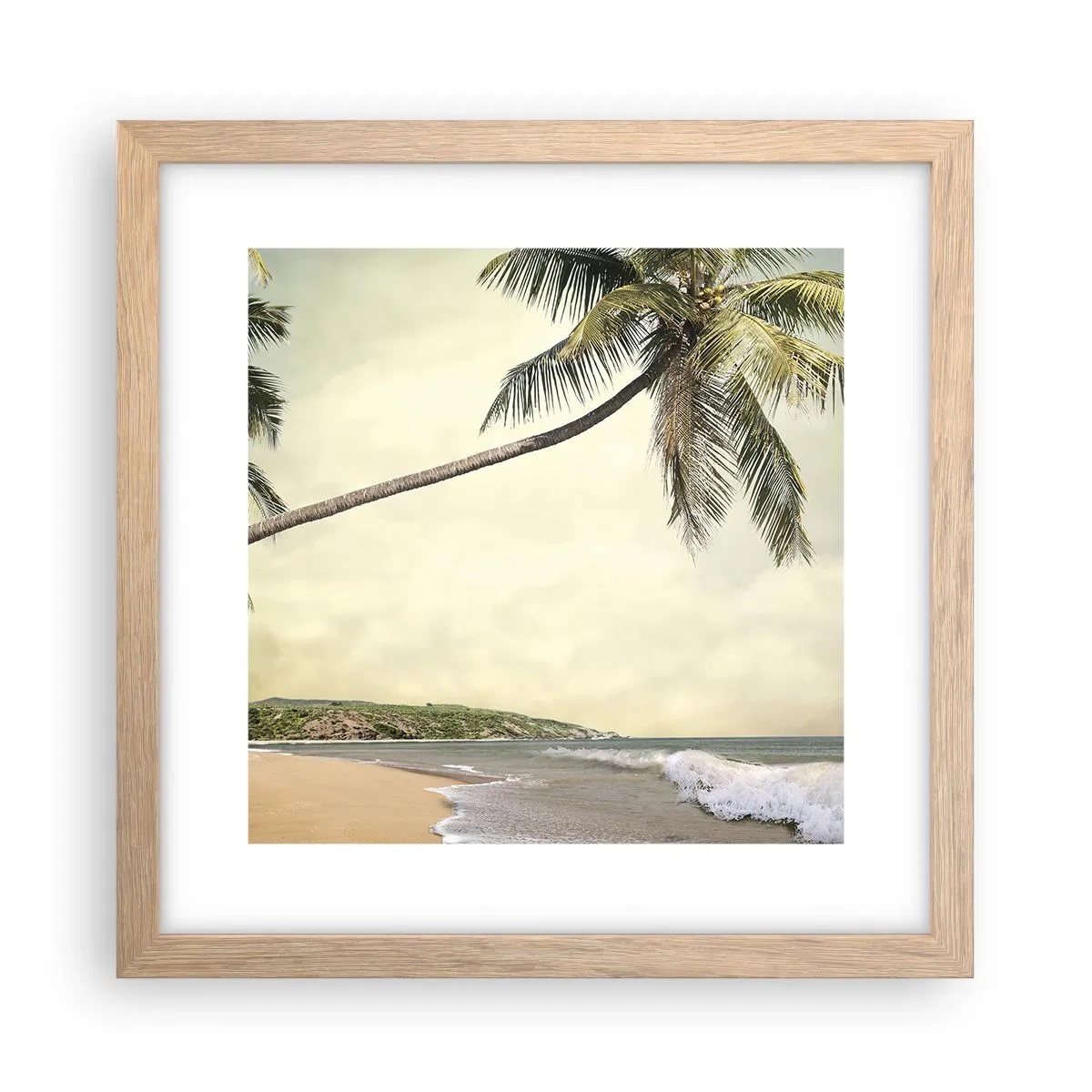 Plakat i ramme af lyst egetræ - En tropisk drøm - 30x30 cm