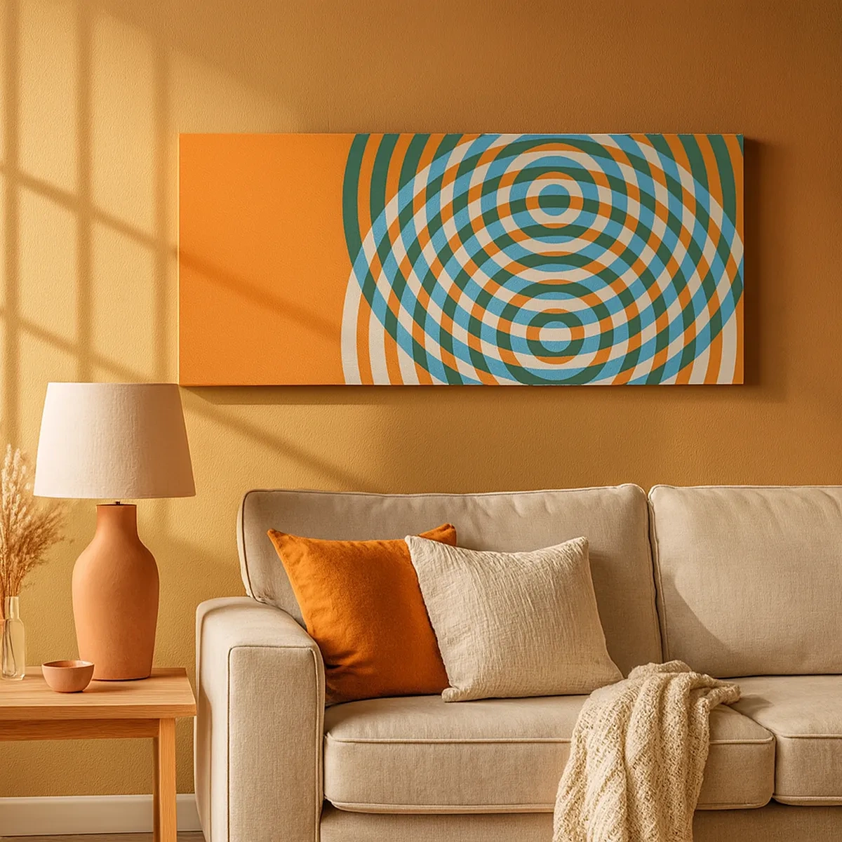 Lærredstryk - Billede på lærred - Abstrakt cirkulær variation - 30x30 cm