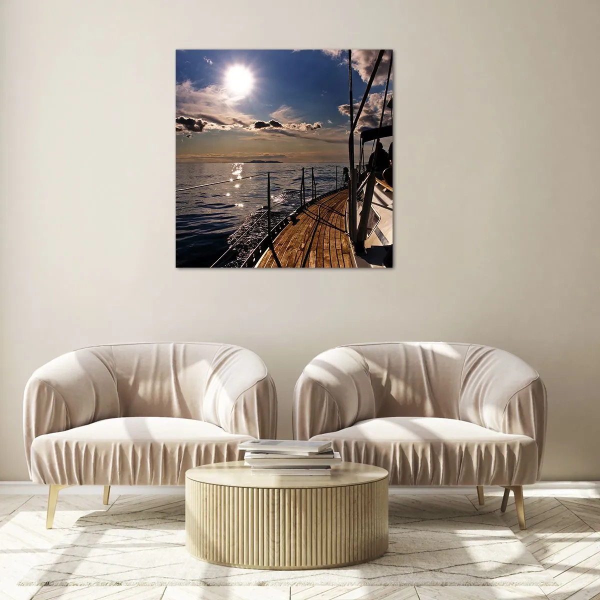 Billede på glas - Under sejl mod solen - 30x30 cm
