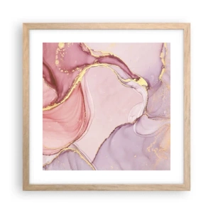 Plakat i ramme af lyst egetræ - Et kærtegn af farver - 40x40 cm
