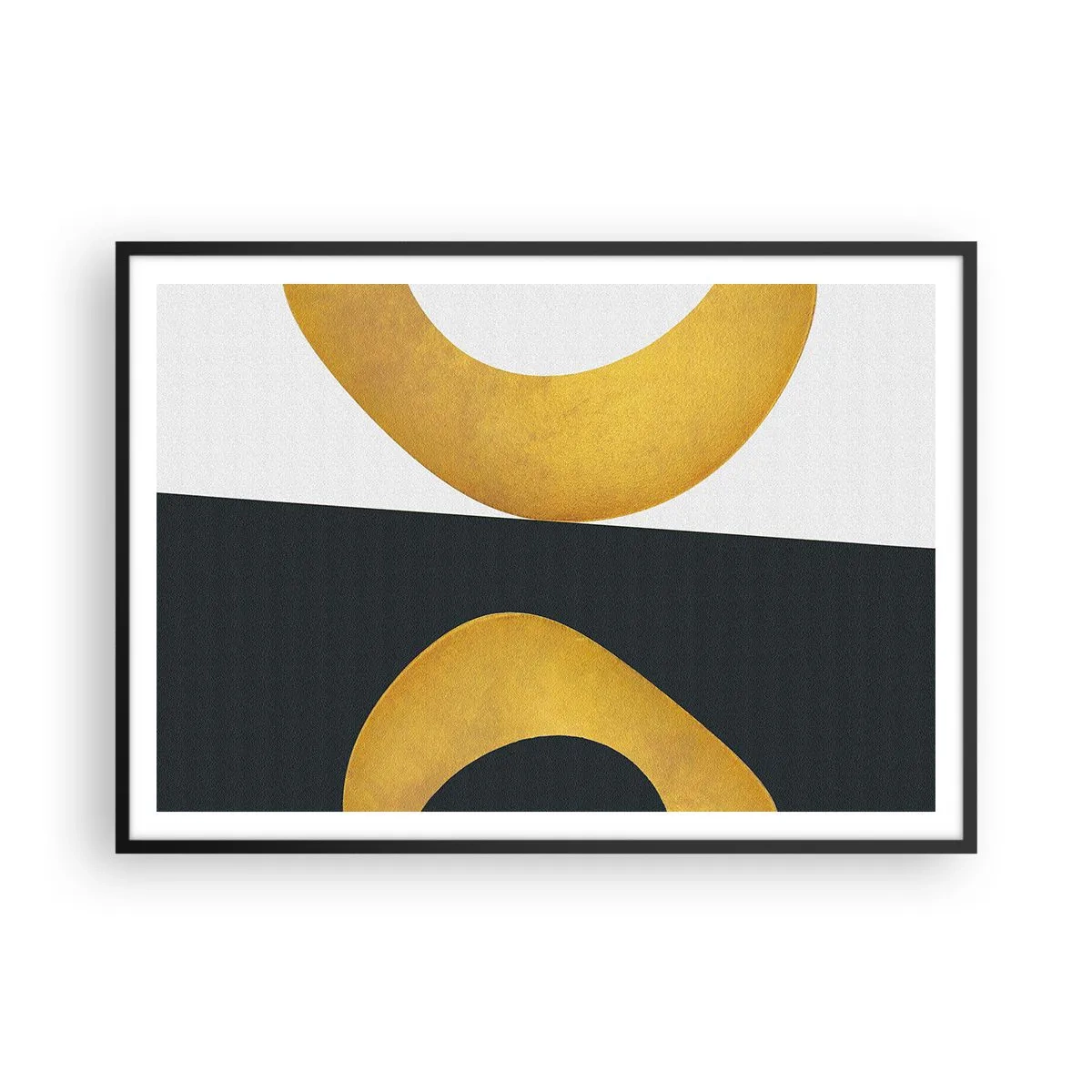 Plakat i sort ramme - Først: guld - 100x70 cm