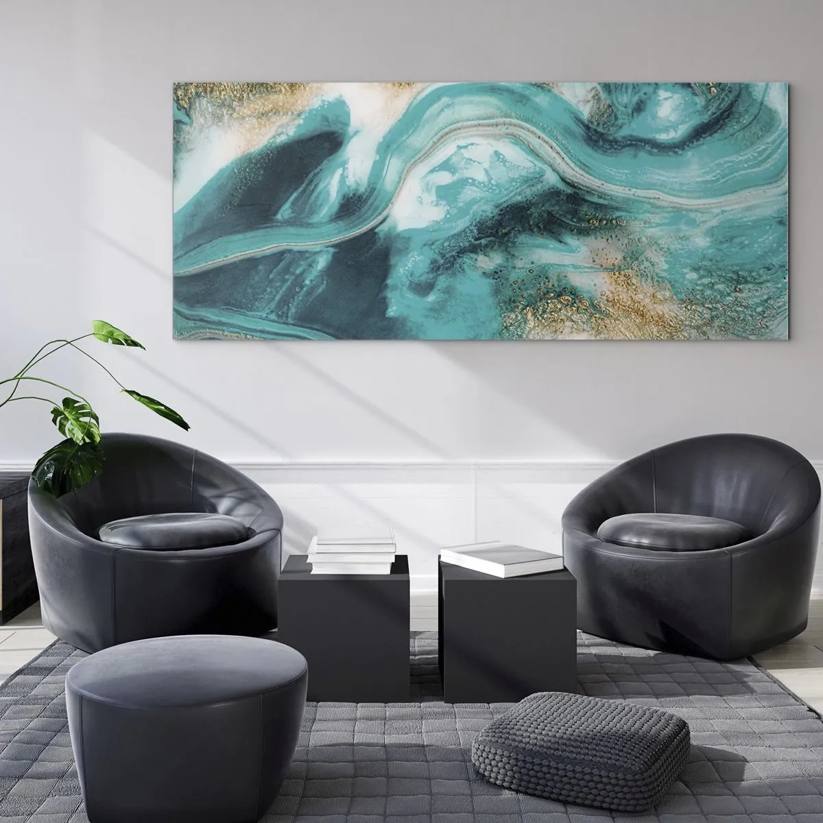 Billede på glas - Flod af guld - 120x50 cm