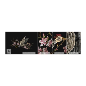 Prøve Fototapet Selvklæbende Deluxe Sticker - Eksotisk broderet fugl - Fugl, Grafik, Blomster - 100x30 cm