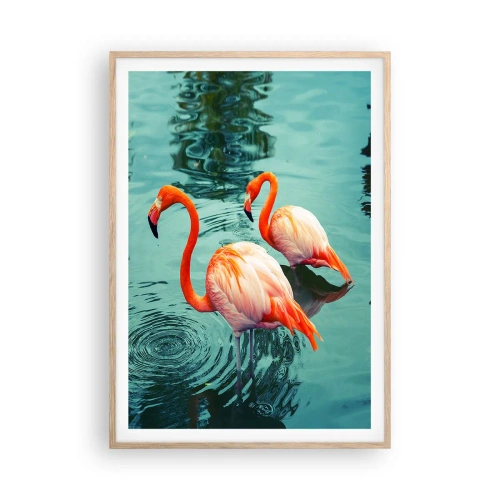 Plakat i ramme af lyst egetræ - Vi er nu på mode - 70x100 cm