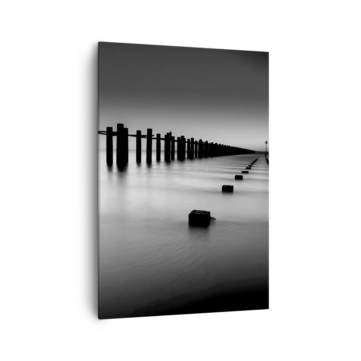 Lærredstryk - Billede på lærred - Grå dales i tågen - 70x100 cm