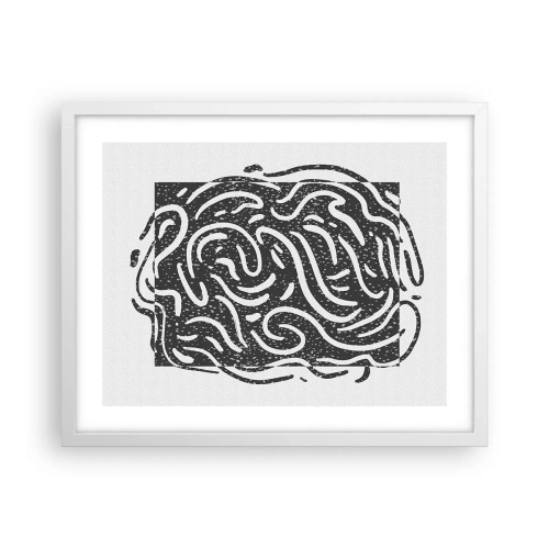 Plakat i hvid ramme - Abstraktion: en dans af glæde - 50x40 cm