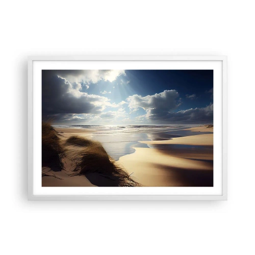 Plakat i hvid ramme - Strand, vild strand - 70x50 cm