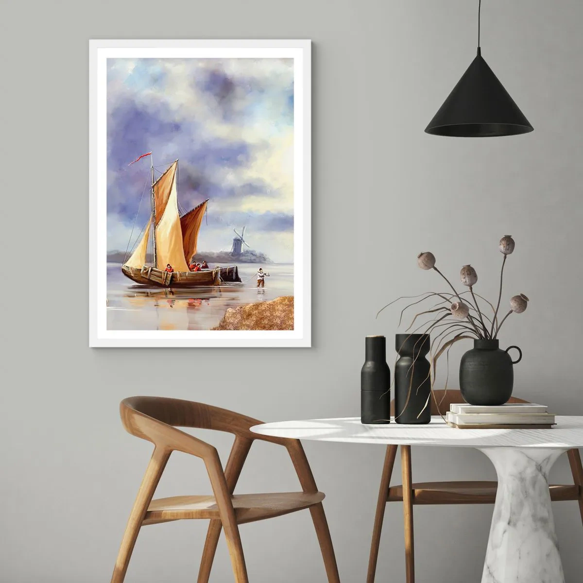 Plakat i hvid ramme - Sømændenes tilbagevenden - 30x40 cm