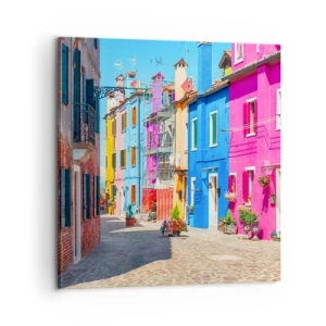 Lærredstryk - Billede på lærred - Byen "Under papegøjer” - 60x60 cm