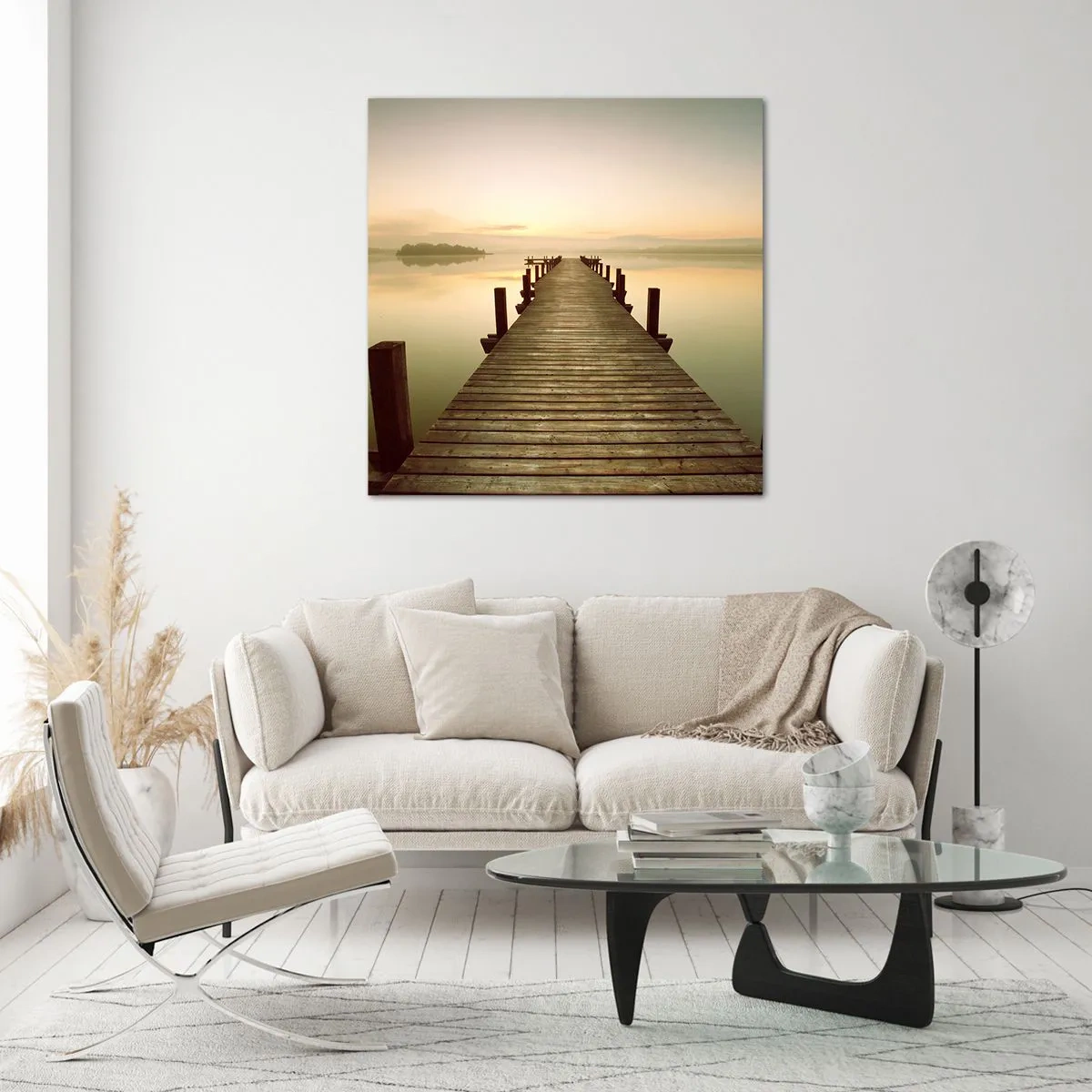 Billede på glas - Før daggry, daggry, lys - 60x60 cm