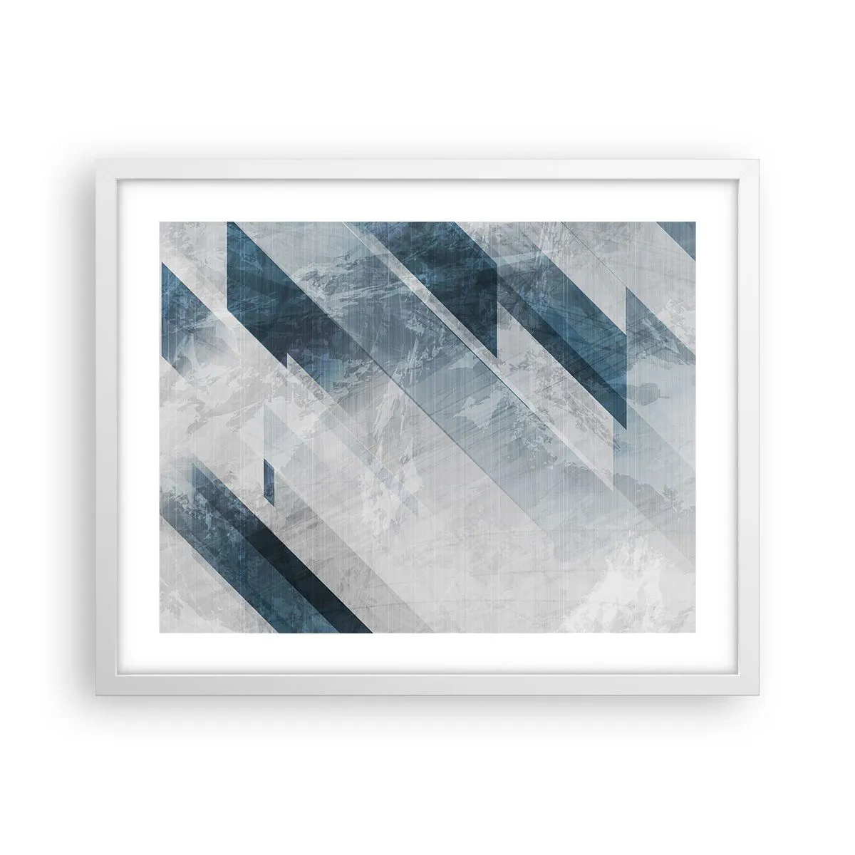 Plakat i hvid ramme - Rumlig komposition - bevægelse af gråtoner - 50x40 cm