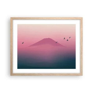 Plakat i ramme af lyst egetræ - Vandrer over skyerne - 50x40 cm