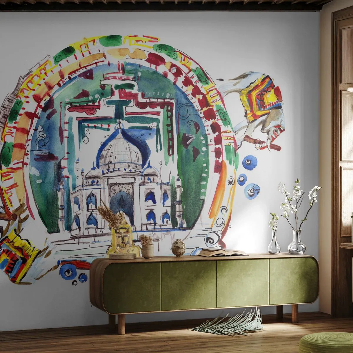 Fototapet Premium Sand - Hinduisk balance i verden - Buddha, Indien, buddhisme - 100x70 cm