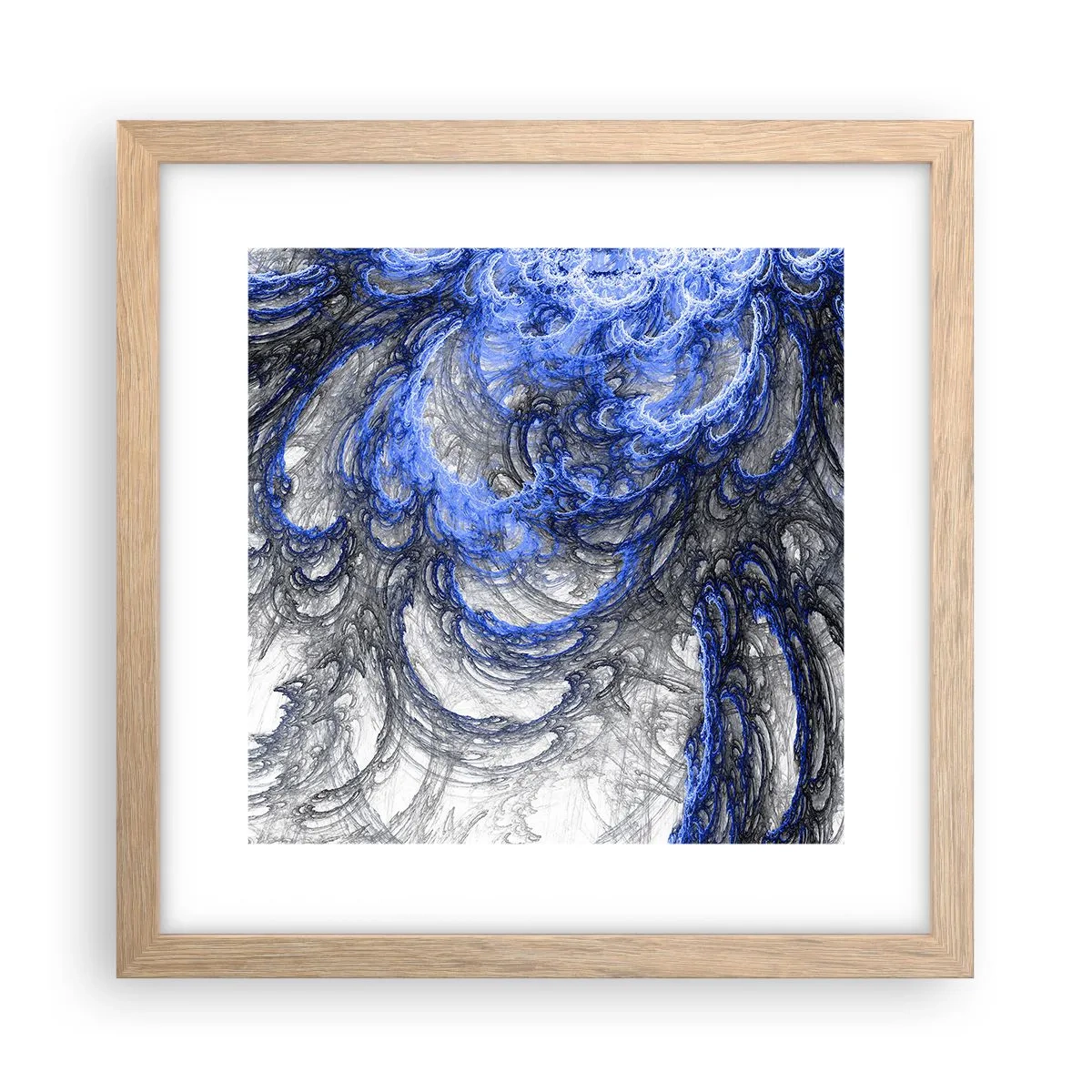 Plakat i ramme af lyst egetræ - En bølges fødsel - 30x30 cm