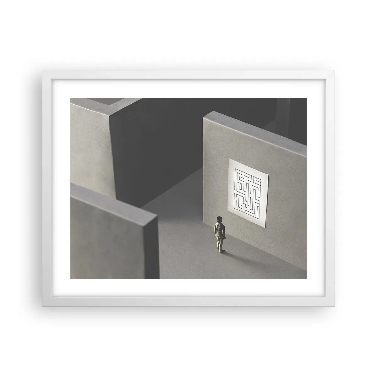 Plakat i hvid ramme - Men hvor er jeg? - 50x40 cm