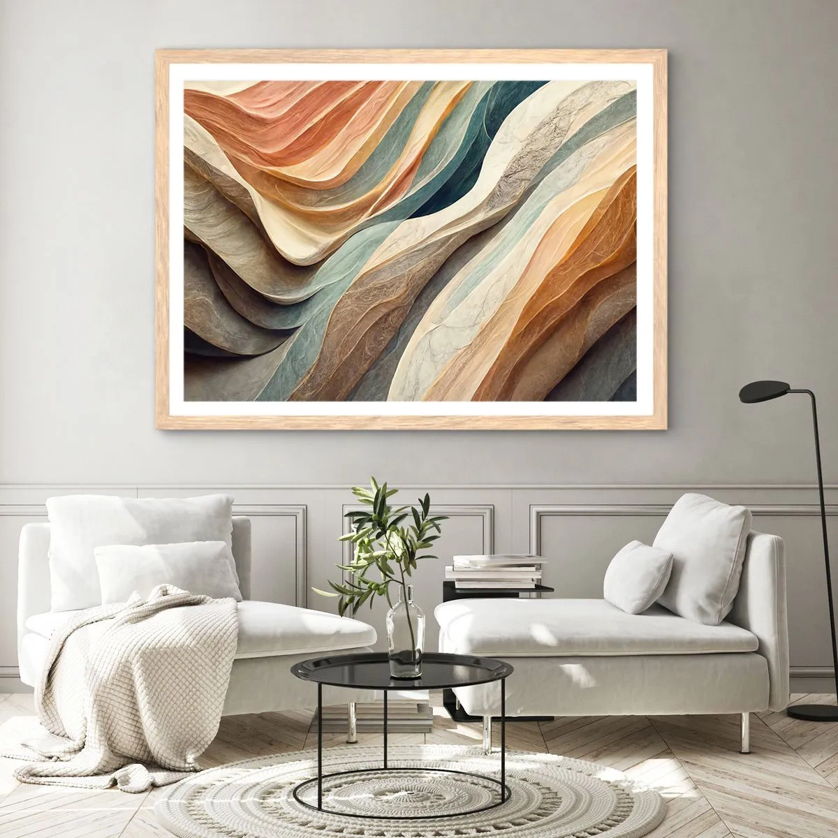 Plakat i ramme af lyst egetræ - Øjeblikke før forandring - 91x61 cm