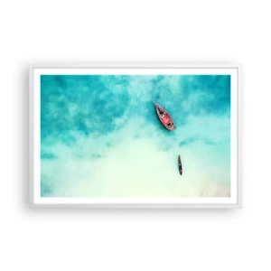 Plakat i hvid ramme - For på Zanzibars strande, når det overskydende vand... - 91x61 cm