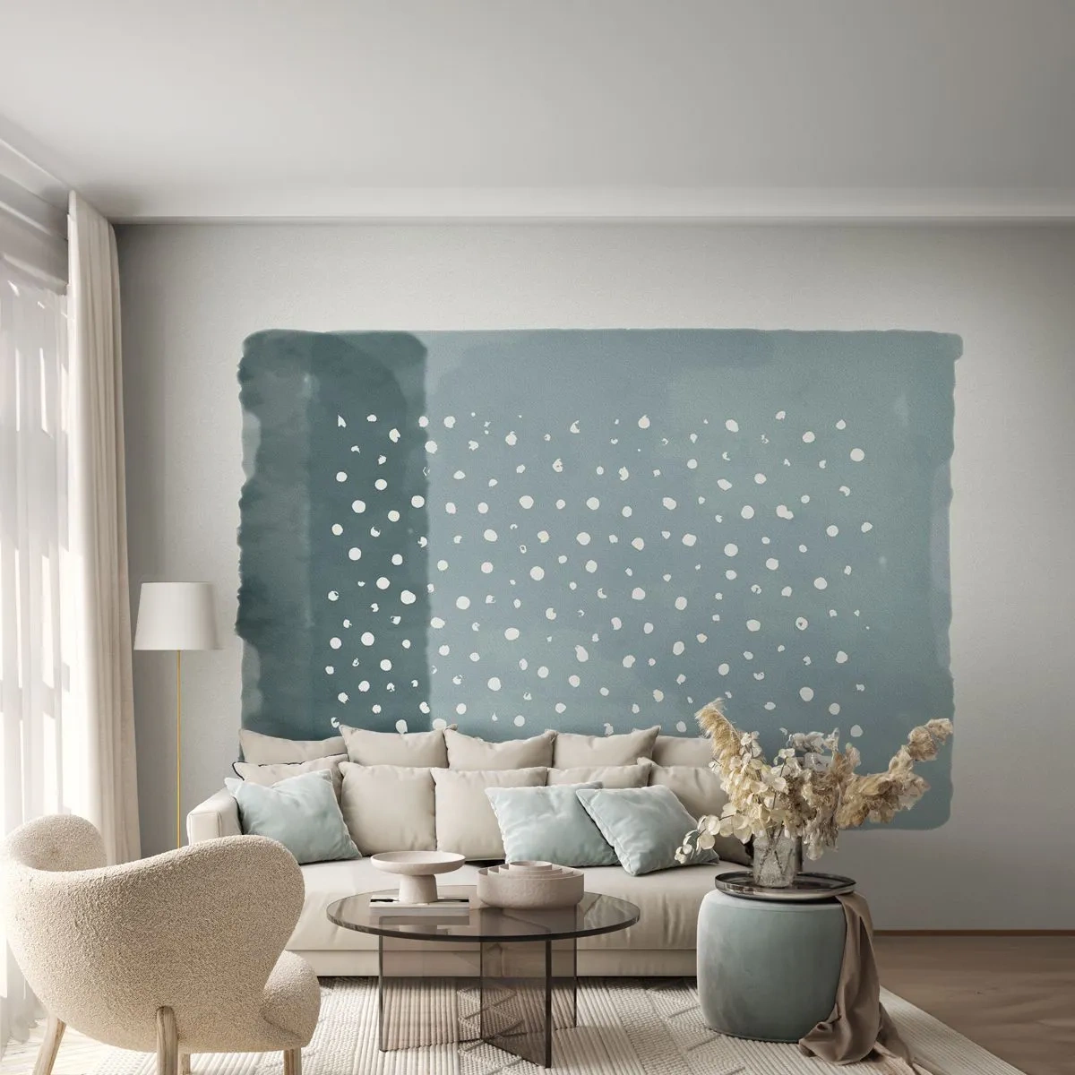 Fototapet Premium Canvas - Dyrket i blåt - Abstraktion, Stykke, Minimalisme - 400x280 cm