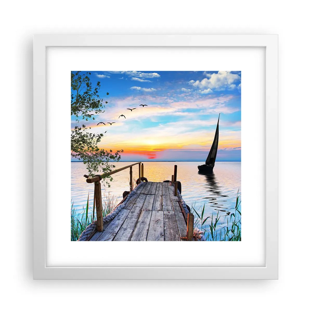 Plakat i hvid ramme - Godaften - 30x30 cm
