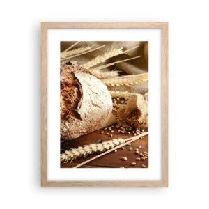 Plakat i ramme af lyst egetræ - Appetitlig, velduftende, sprød - 30x40 cm