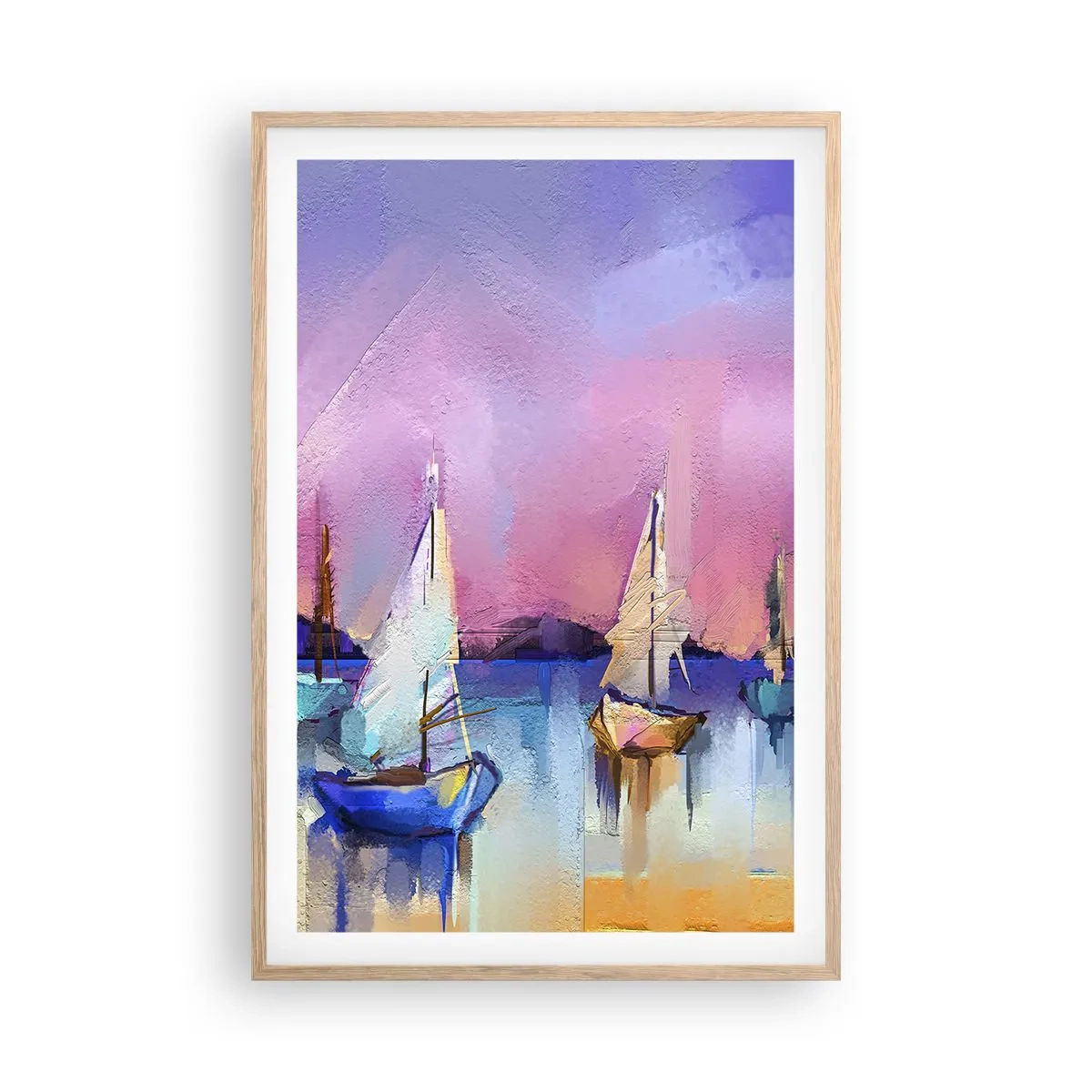 Plakat i ramme af lyst egetræ - Retning: brede farvande - 61x91 cm