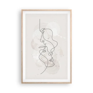 Plakat i ramme af lyst egetræ - Omfavnet i en omfavnelse - 61x91 cm