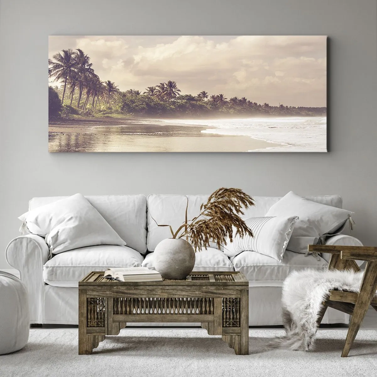 Lærredstryk - Billede på lærred - Kærtegner bølgerne - 100x40 cm