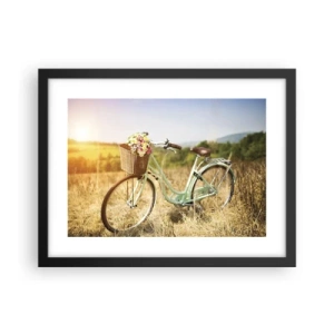 Plakat i sort ramme - Jeg bliver her et stykke tid - 40x30 cm