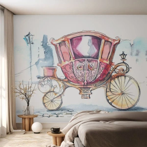 Fototapet Standard Eco - Akvarel illustration af en retro vogn - 100x70cm - Til brylluppet eller til ballet? - Moderne vægdekoration til stue og soveværelse ARTTOR