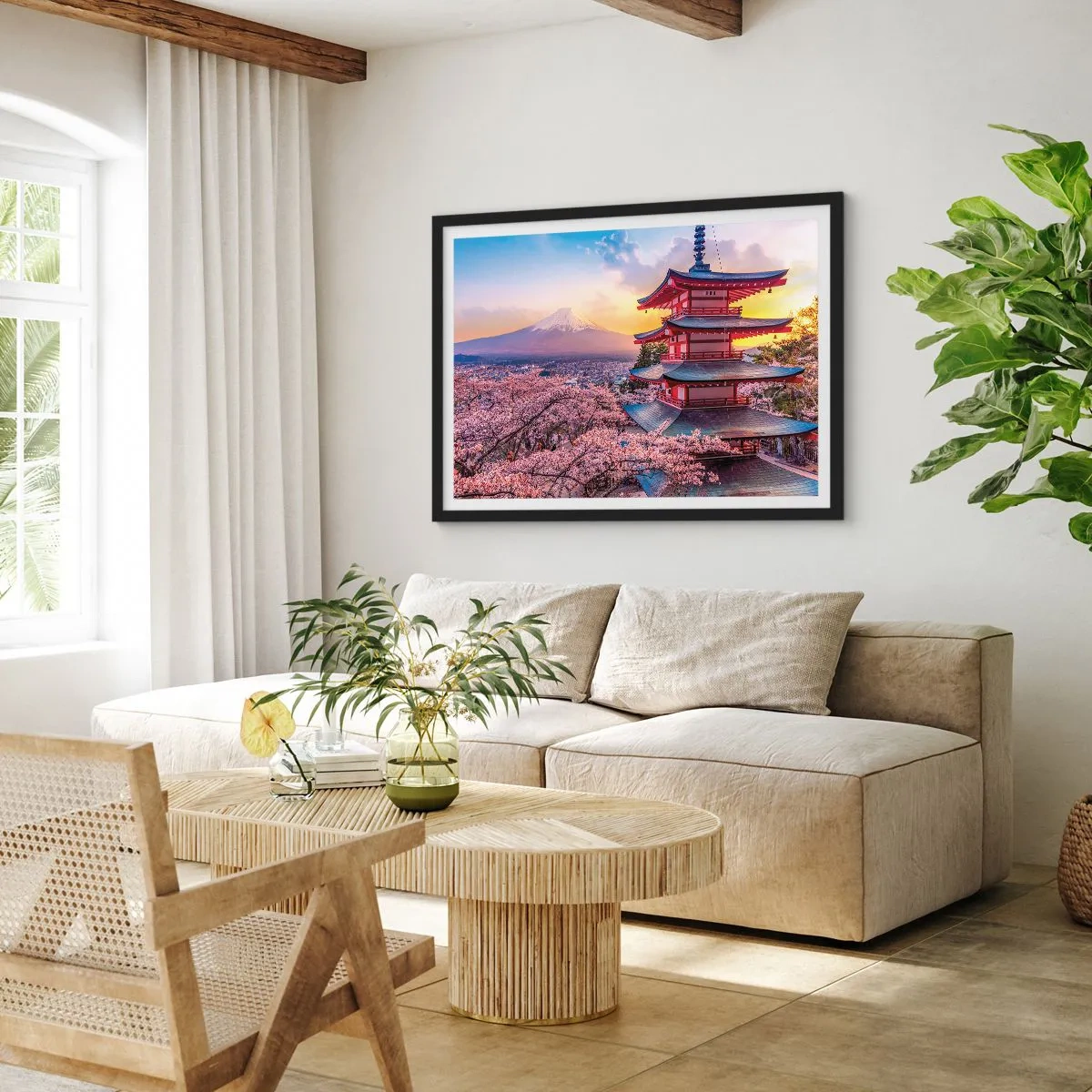 Plakat i sort ramme - Essensen af den japanske ånd - 100x70 cm
